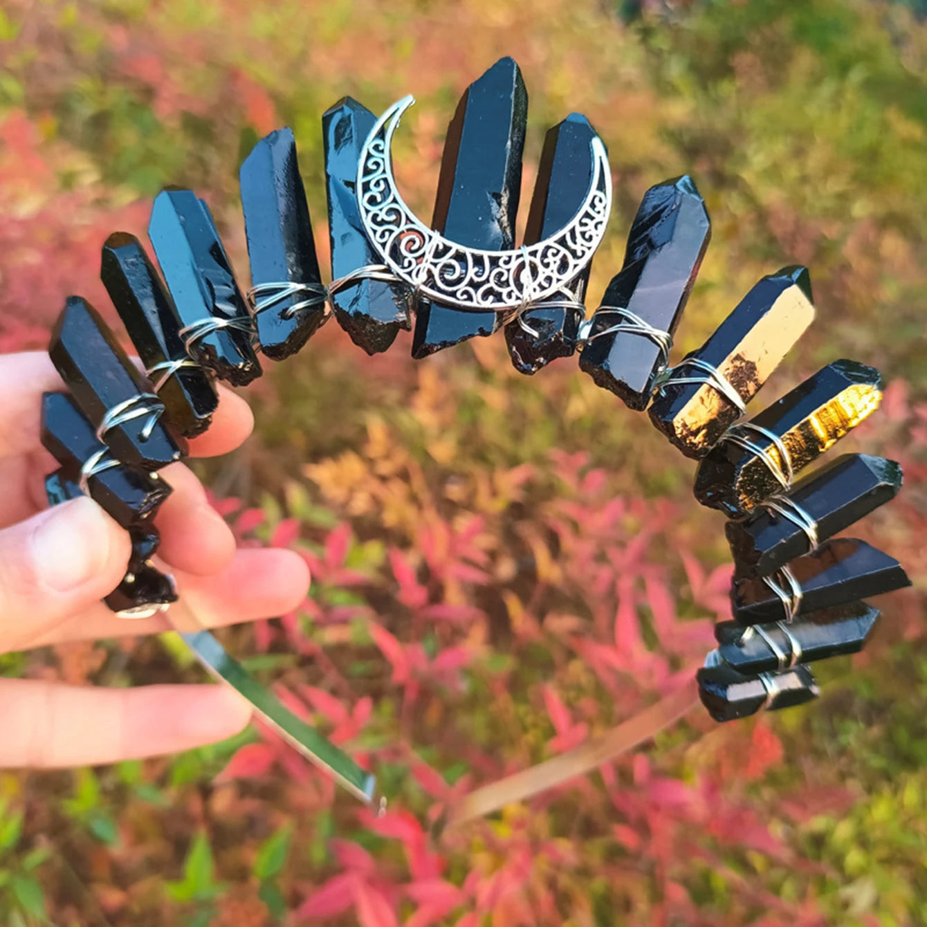 👑Corona Estelar Multicolor 🌙 Tiara de Cristal lunar para Diosas Cósmicas🌈 20 colores a elegir