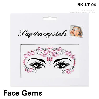 💎Galaxy Goddess – Joyas Adhesivas 3D Multicolor para Rostro 💠✨47 variantes a elegir