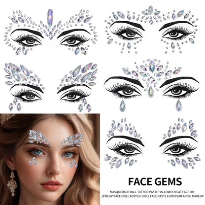 💎Diamante Supremo – Set Real de Face Gems Plateados 🧚👁️ 5 variantes a elegir