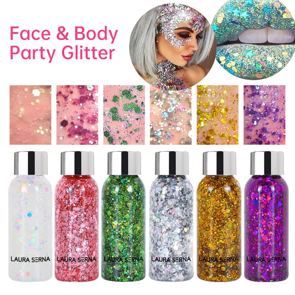 💫“StarBomb Glitter Gel” 💖 Glitter Festival Holográfico para Cara, Cuerpo y Pelo ✨💖 9 botes x 35ml