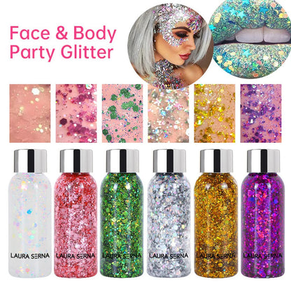 💫“StarBomb Glitter Gel” 💖 Glitter Festival Holográfico para Cara, Cuerpo y Pelo ✨💖 9 botes x 35ml