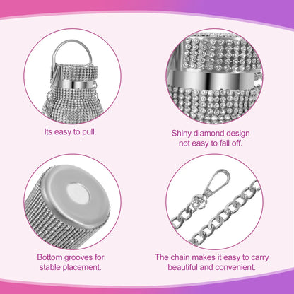 💎Botella Glam On The Go — Con Cadena 🔥 4 colores, 2 tamaños🌟