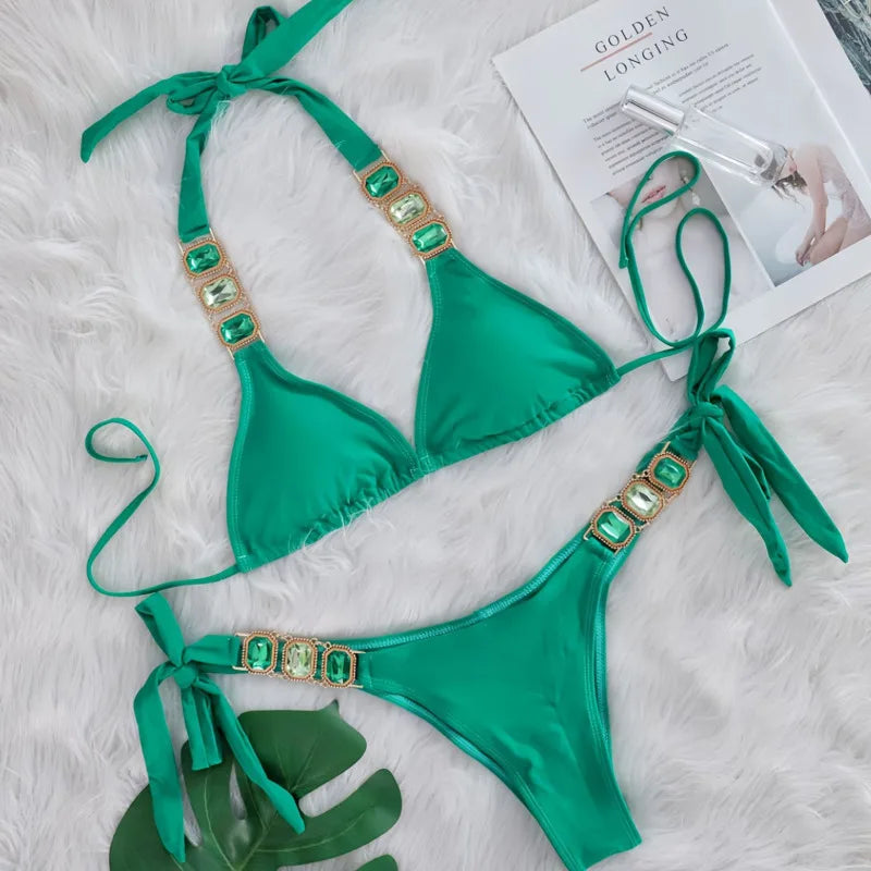 💎 “Starlit Siren” Bikini 2025 – Swimwear con Brillantes 💖 8 Colores de Diosa 🔥✨