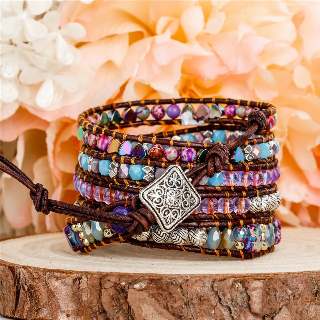 💛Heart Roots" — Pulsera de Cuero con Piedra natural