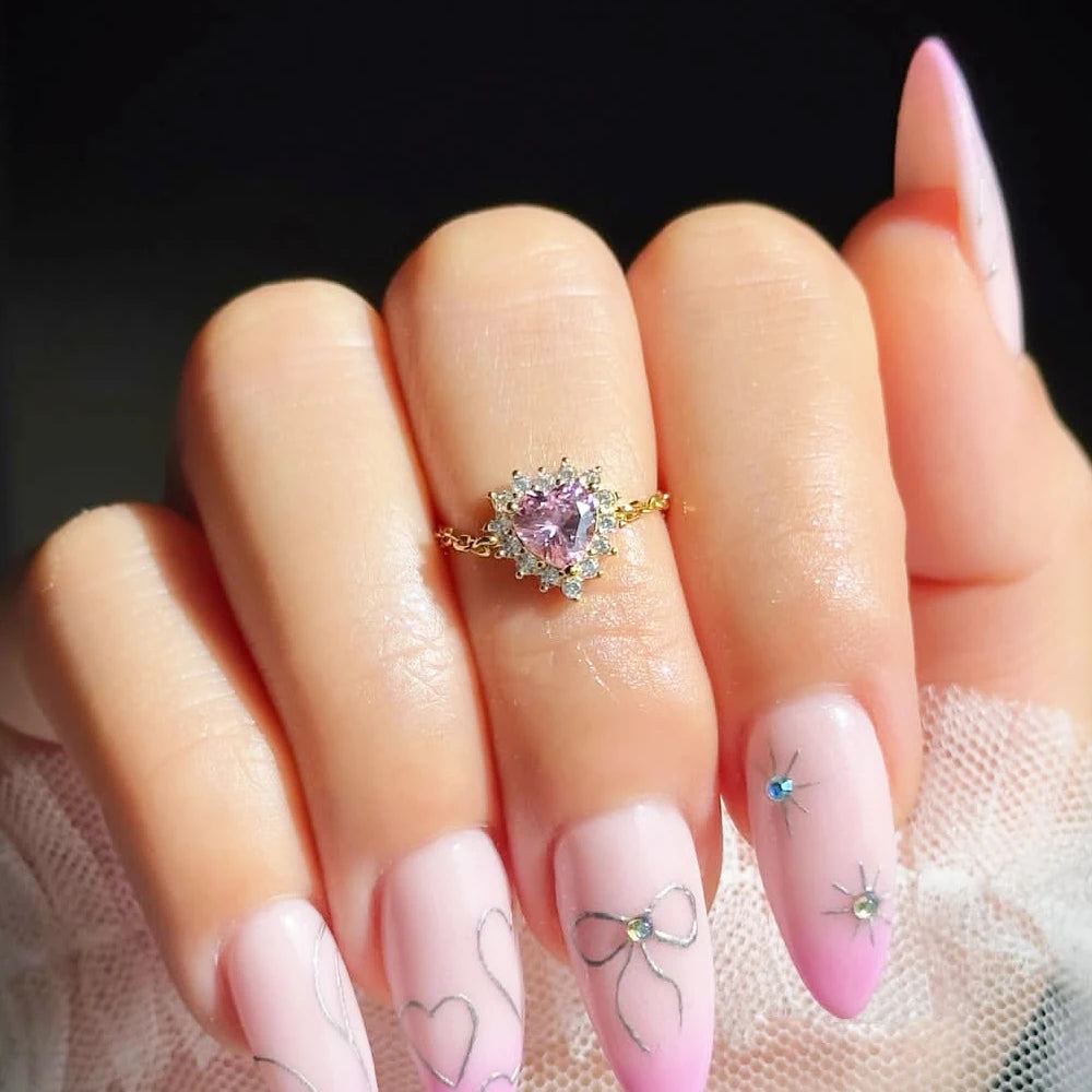 💍Heart Ring Magic 💖 Amor, Color y Poder en Cada Latido ✨Disponible en oro y plata🌈 4 colores a elegir