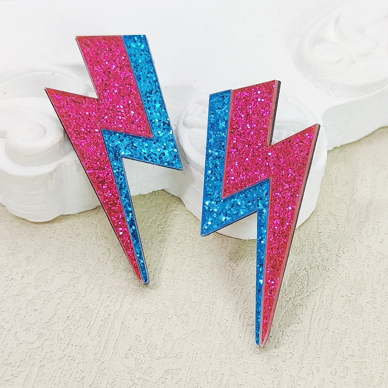 💫Electric Flash ⚡ Pendientes Rayo Acrílico con Brillo Multicolor🎨18 variantes a elegir