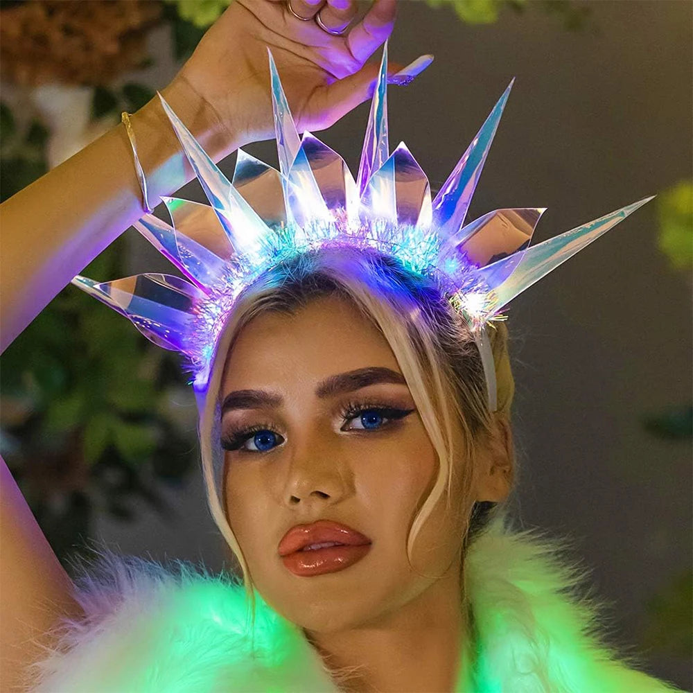 👸Diadema LED "Liberty Glow" — Láser & Brillo de Diosa 💥