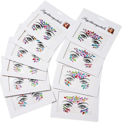 💎Galaxy Goddess – Joyas Adhesivas 3D Multicolor para Rostro 💠✨47 variantes a elegir