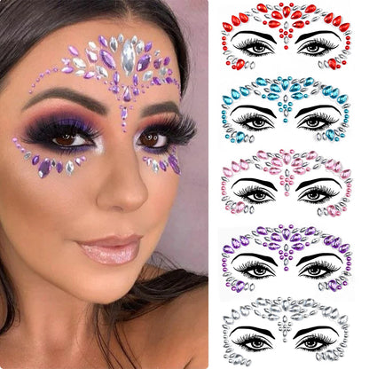 💎Galaxy Goddess – Joyas Adhesivas 3D Multicolor para Rostro 💠✨47 variantes a elegir