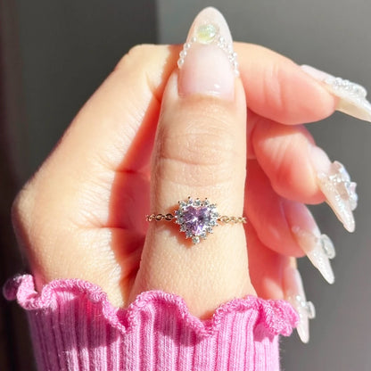 💍Heart Ring Magic 💖 Amor, Color y Poder en Cada Latido ✨Disponible en oro y plata🌈 4 colores a elegir