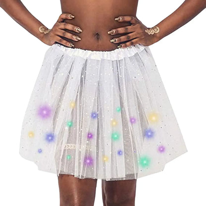 🌟 Falda Starlight LED – Tulle + estrellas + Luz 🔮✨9 colores a elegir