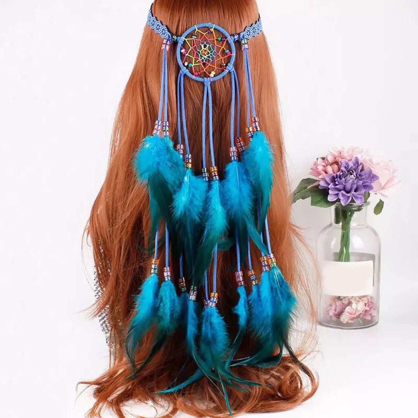 🕊️Diadema Boho de Plumas Naturales 🌵 Diosa del Desierto 🔥35 variantes