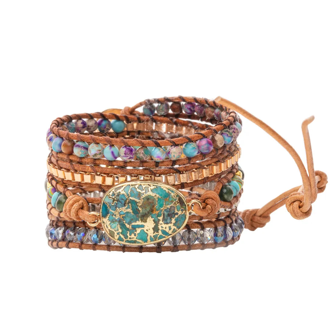 💛Heart Roots" — Pulsera de Cuero con Piedra natural