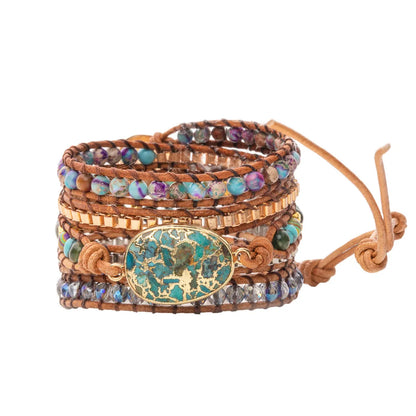 💛Heart Roots" — Pulsera de Cuero con Piedra natural