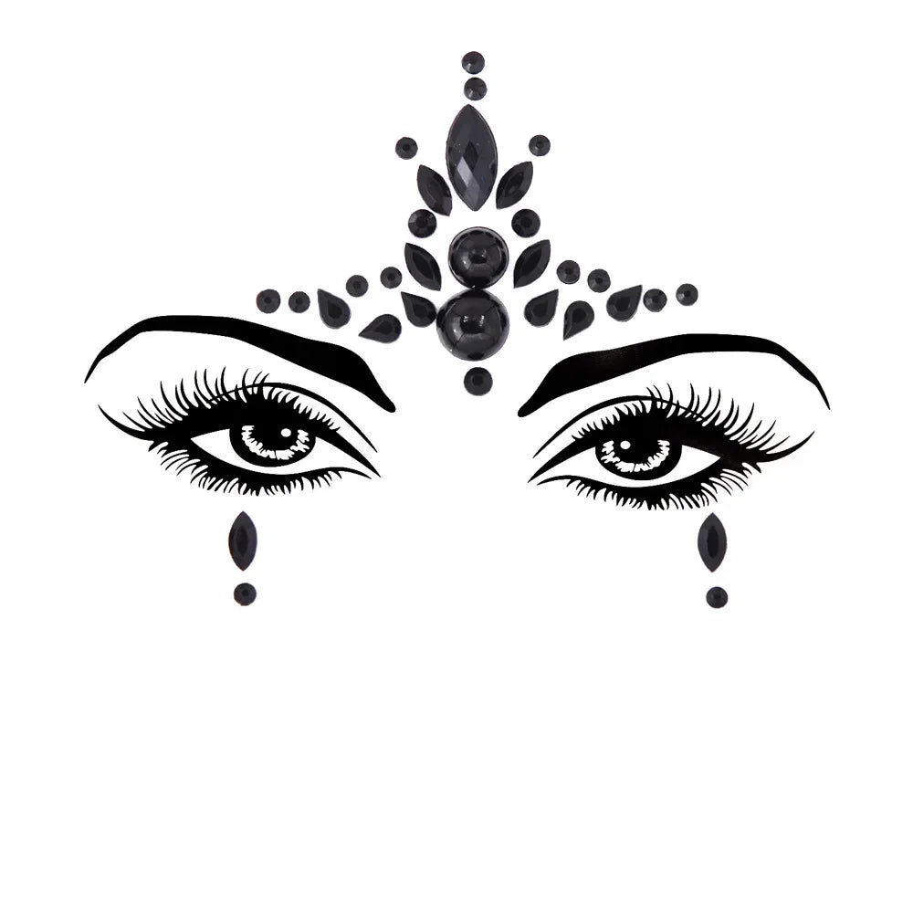 💜Cosmic Glitter Crown – Pegatinas de Cristal Festival Face 🌈 29 varaintes a elegir