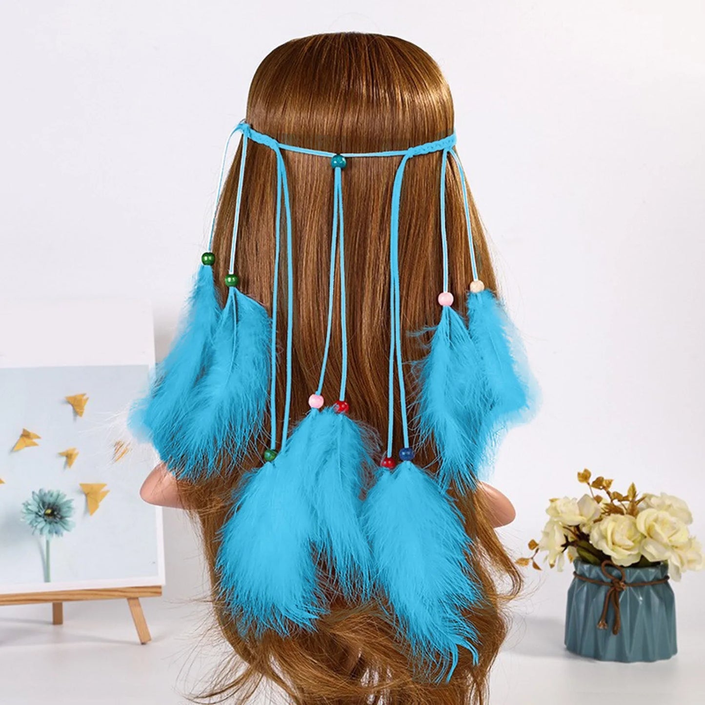 🕊️Diadema Boho de Plumas Naturales 🌵 Diosa del Desierto 🔥35 variantes