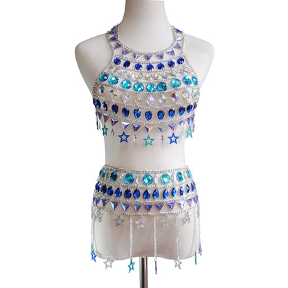 🌟Stellar Queen Set – Top de Estrellas y gemas + Minifalda 🚀👑