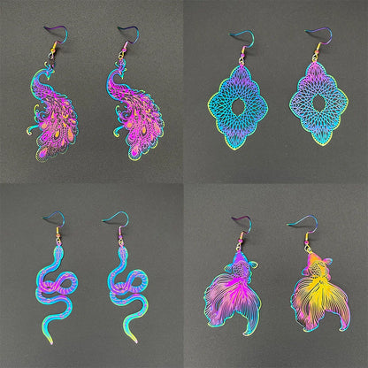 🔮Sacred Glow ✨ Pendientes Holográficos de Acero Inoxidable💖9 variantes a elegir