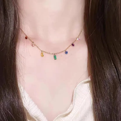 🌈 Collar y pulsera Rainbow Gem Drop🌟