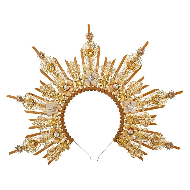 👼 Tocado Virgen Dorada Deluxe ✨Luz Mística en Estado Puro👑 12 variantes