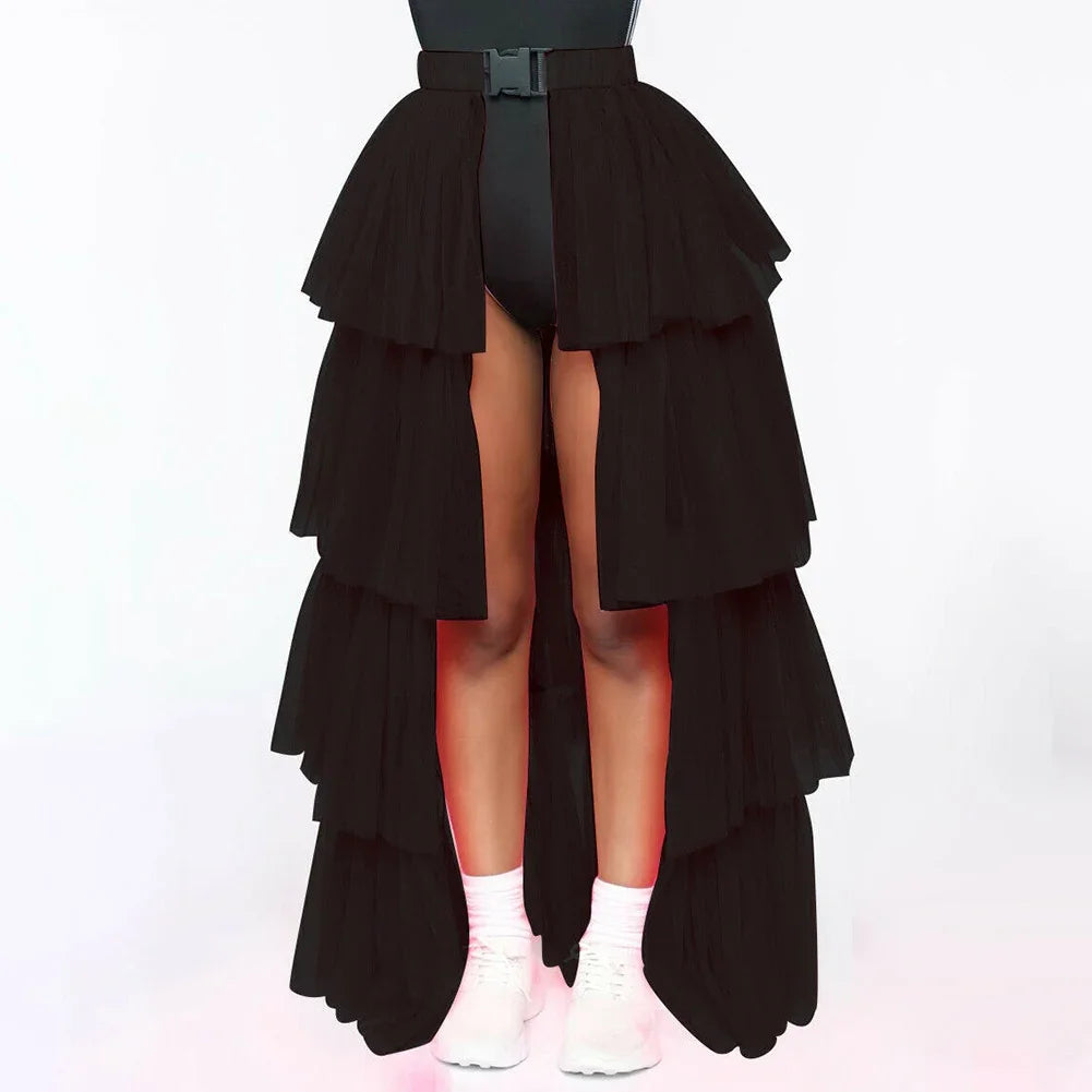 ⚡ Falda Neon Queen – Tul Transparente & Buckles 🌈 2 largos, 4 colores