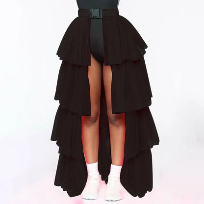 ⚡ Falda Neon Queen – Tul Transparente & Buckles 🌈 2 largos, 4 colores