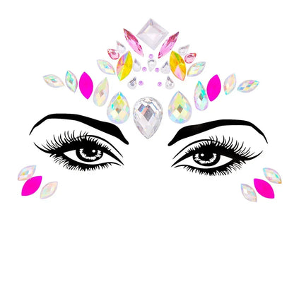 💜Cosmic Glitter Crown – Pegatinas de Cristal Festival Face 🌈 29 varaintes a elegir