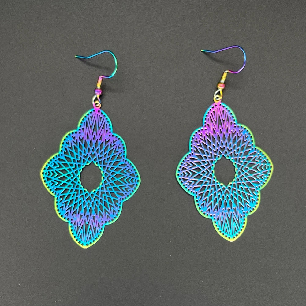 🔮Sacred Glow ✨ Pendientes Holográficos de Acero Inoxidable💖9 variantes a elegir