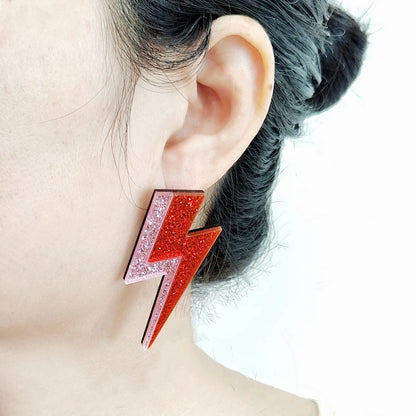 💫Electric Flash ⚡ Pendientes Rayo Acrílico con Brillo Multicolor🎨18 variantes a elegir