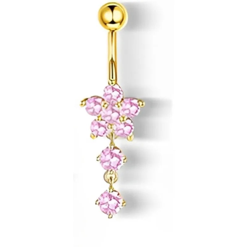 🦋 Piercings ombligo Gold Dreams 🌟 (set mariposa + flor + corazón) 💖12 variantes