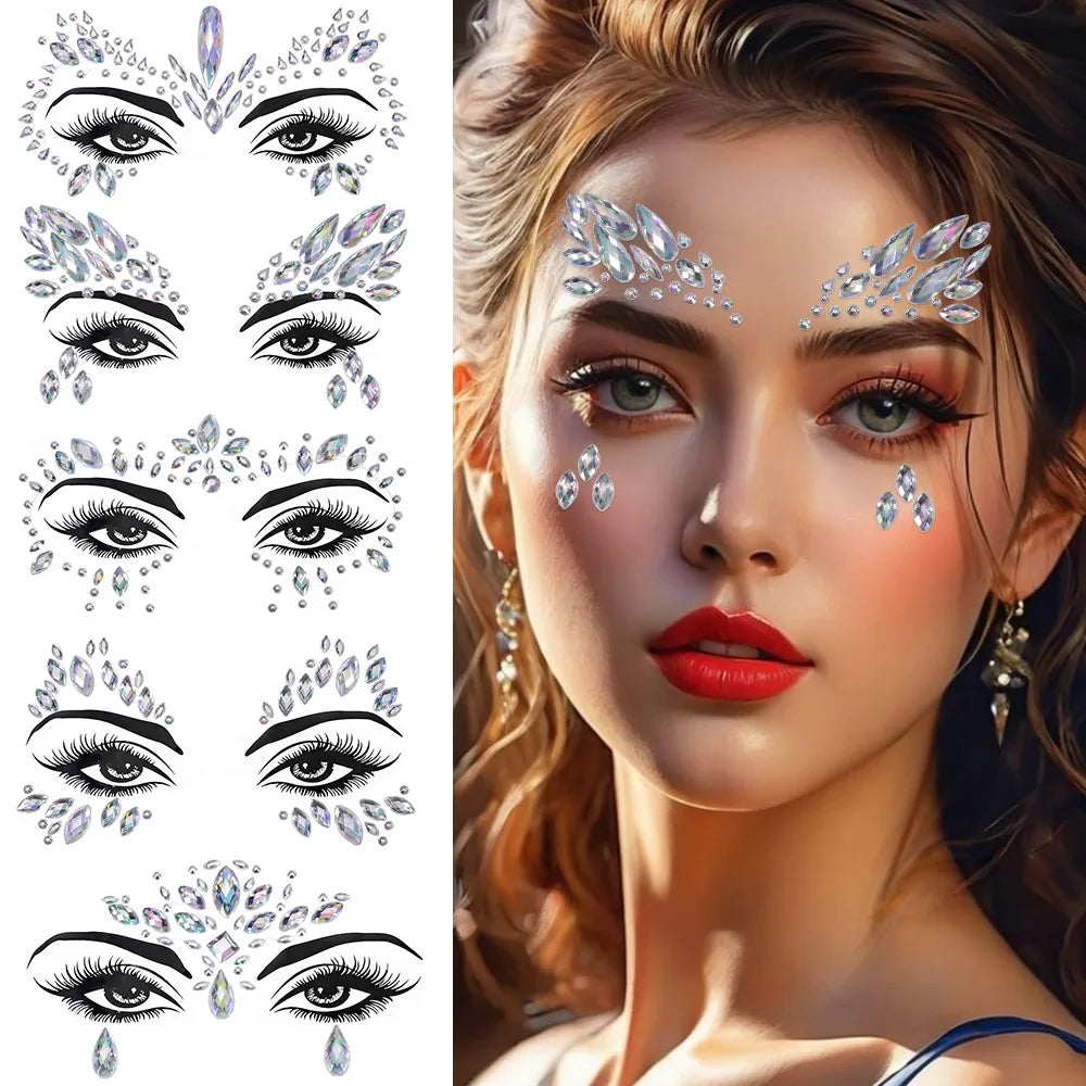 💎Diamante Supremo – Set Real de Face Gems Plateados 🧚👁️ 5 variantes a elegir