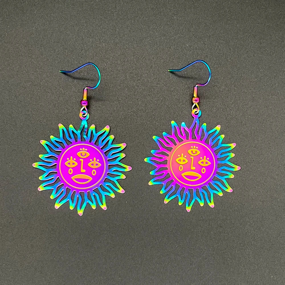 🔮Sacred Glow ✨ Pendientes Holográficos de Acero Inoxidable💖9 variantes a elegir