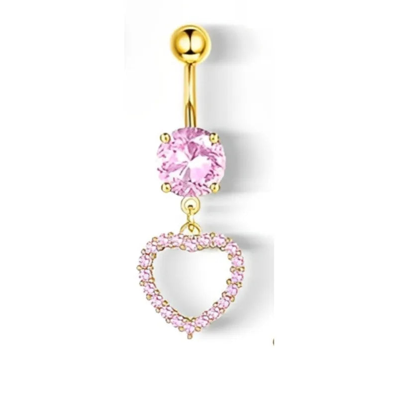 🦋 Piercings ombligo Gold Dreams 🌟 (set mariposa + flor + corazón) 💖12 variantes