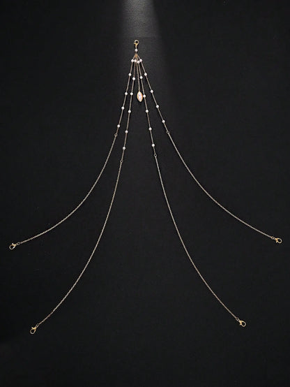 🌟 Pearl Fantasy Body Chain – Cinturón de Perlas + Cadena Fina