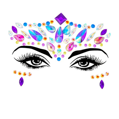 💜Cosmic Glitter Crown – Pegatinas de Cristal Festival Face 🌈 29 varaintes a elegir