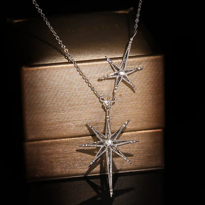 🌟"Starspell Glow" 💫 Collar Estrella de Plata 925 con Cadena Fina de Lujo Luminoso