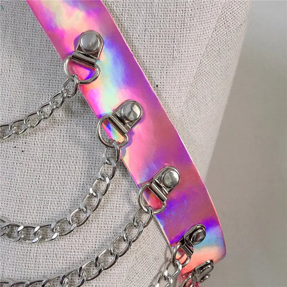 ⚡ Galactic Siren Set 🚀 Arnés holográfico + falda de lentejuelas