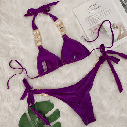 💎 “Starlit Siren” Bikini 2025 – Swimwear con Brillantes 💖 8 Colores de Diosa 🔥✨