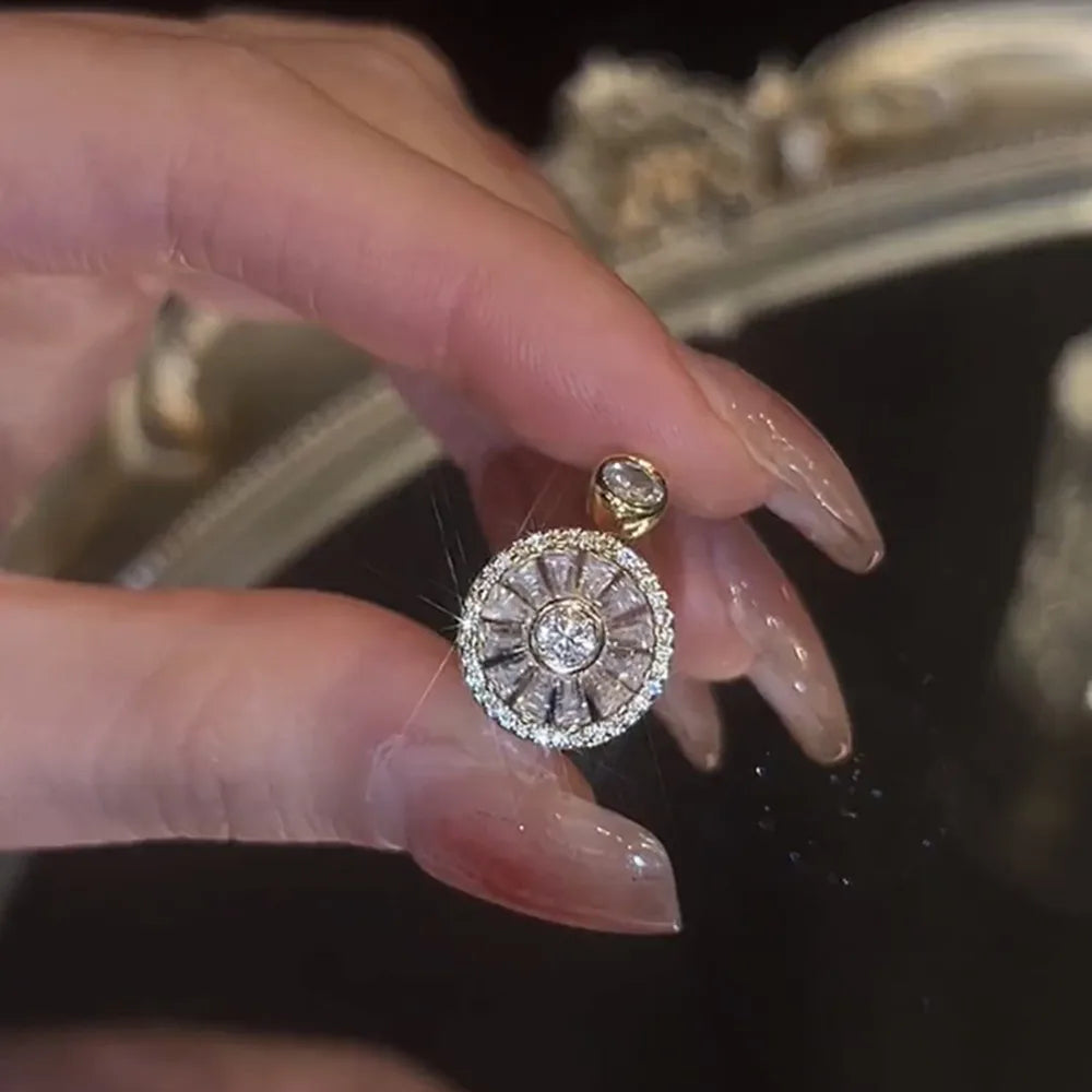 🌻Girasol Cósmico 💫  Anillo Giratorio Antiestrés en Titanio con Circonitas