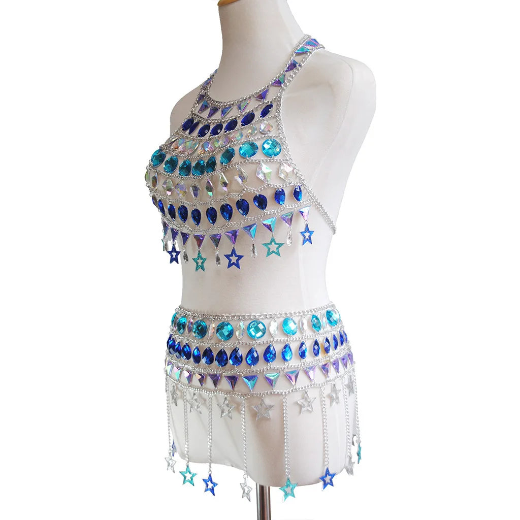 🌟Stellar Queen Set – Top de Estrellas y gemas + Minifalda 🚀👑
