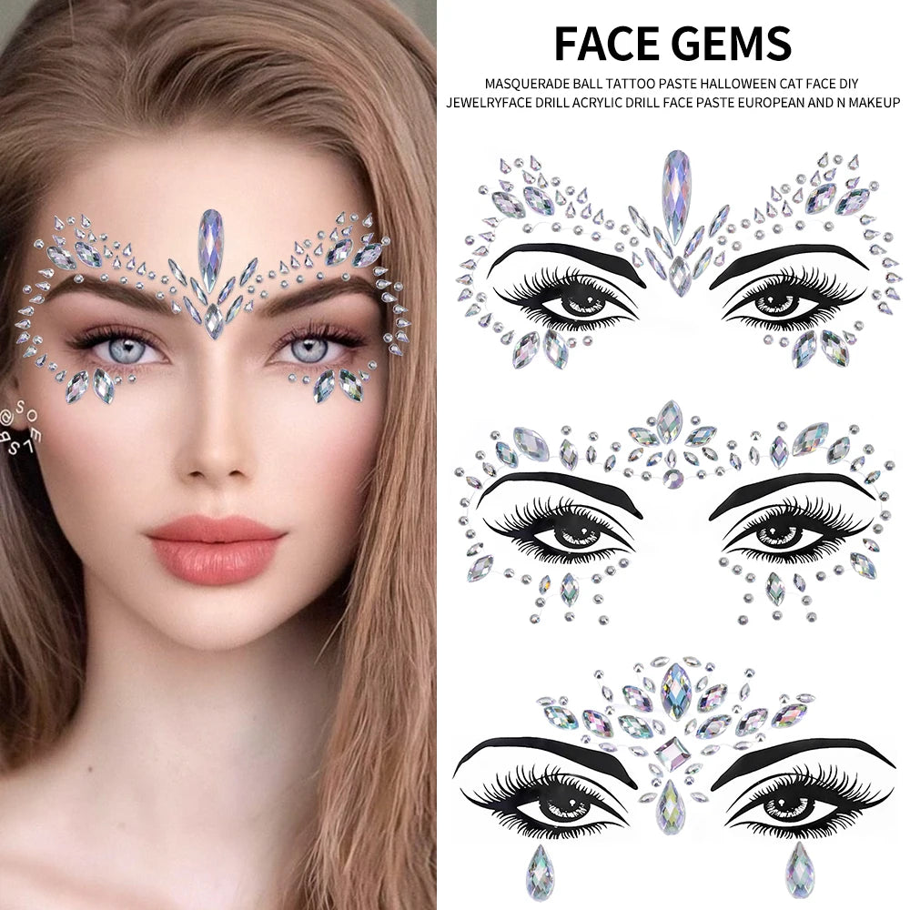 💎Diamante Supremo – Set Real de Face Gems Plateados 🧚👁️ 5 variantes a elegir