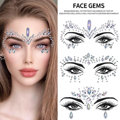 💎Diamante Supremo – Set Real de Face Gems Plateados 🧚👁️ 5 variantes a elegir