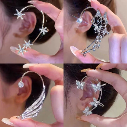 💎"Starlace Wings" 🦋Ear Cuff Clip con Mariposa, Cristales y Borla Estelar✨ 18 variantes a elegir