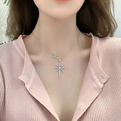 🌟"Starspell Glow" 💫 Collar Estrella de Plata 925 con Cadena Fina de Lujo Luminoso