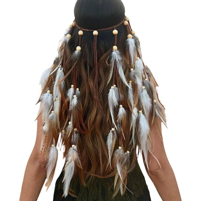 🕊️Diadema Boho de Plumas Naturales 🌵 Diosa del Desierto 🔥35 variantes