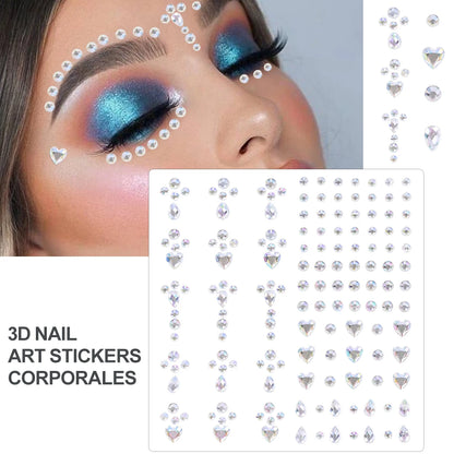 💎Galaxy Goddess – Joyas Adhesivas 3D Multicolor para Rostro 💠✨47 variantes a elegir