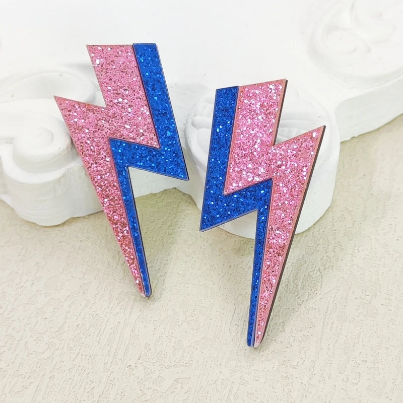 💫Electric Flash ⚡ Pendientes Rayo Acrílico con Brillo Multicolor🎨18 variantes a elegir