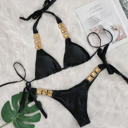 💎 “Starlit Siren” Bikini 2025 – Swimwear con Brillantes 💖 8 Colores de Diosa 🔥✨