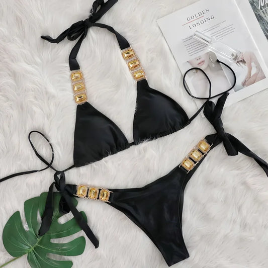 💎 “Starlit Siren” Bikini 2025 – Swimwear con Brillantes 💖 8 Colores de Diosa 🔥✨