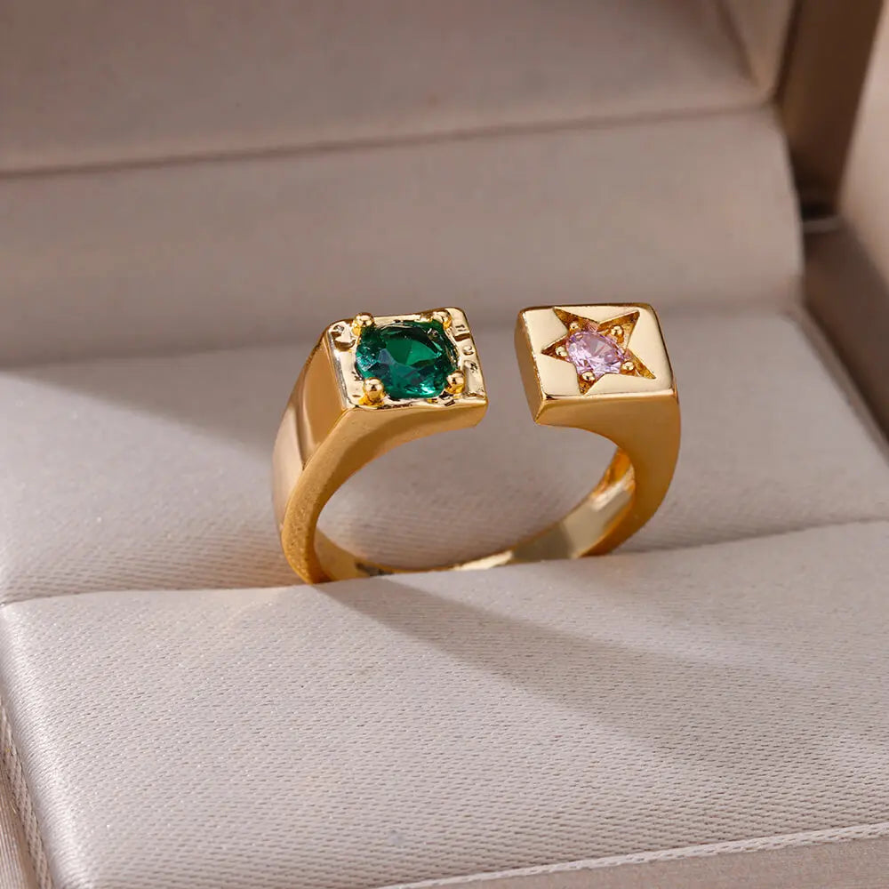 🔥“Zircon Flame Drop” – El Anillo Ajustable que Brilla Como Tu Fuego Interior 💎46 variantes a elegir